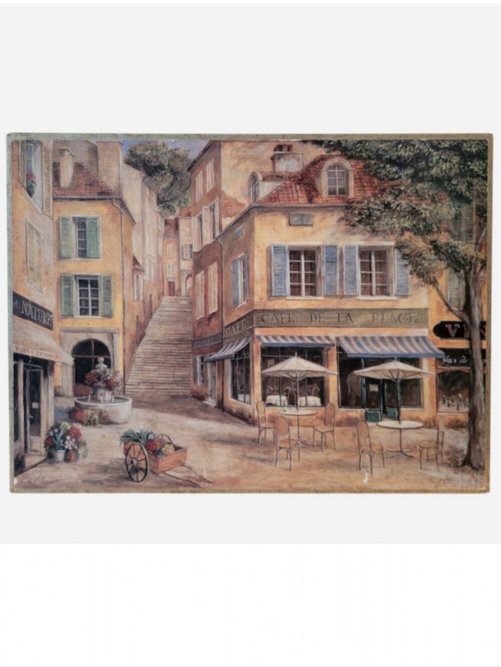 Wall Art French Painting Print Cafe de la Place 12x16
